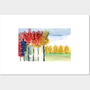 Fall Trees Abstract Art Print Posters and Art